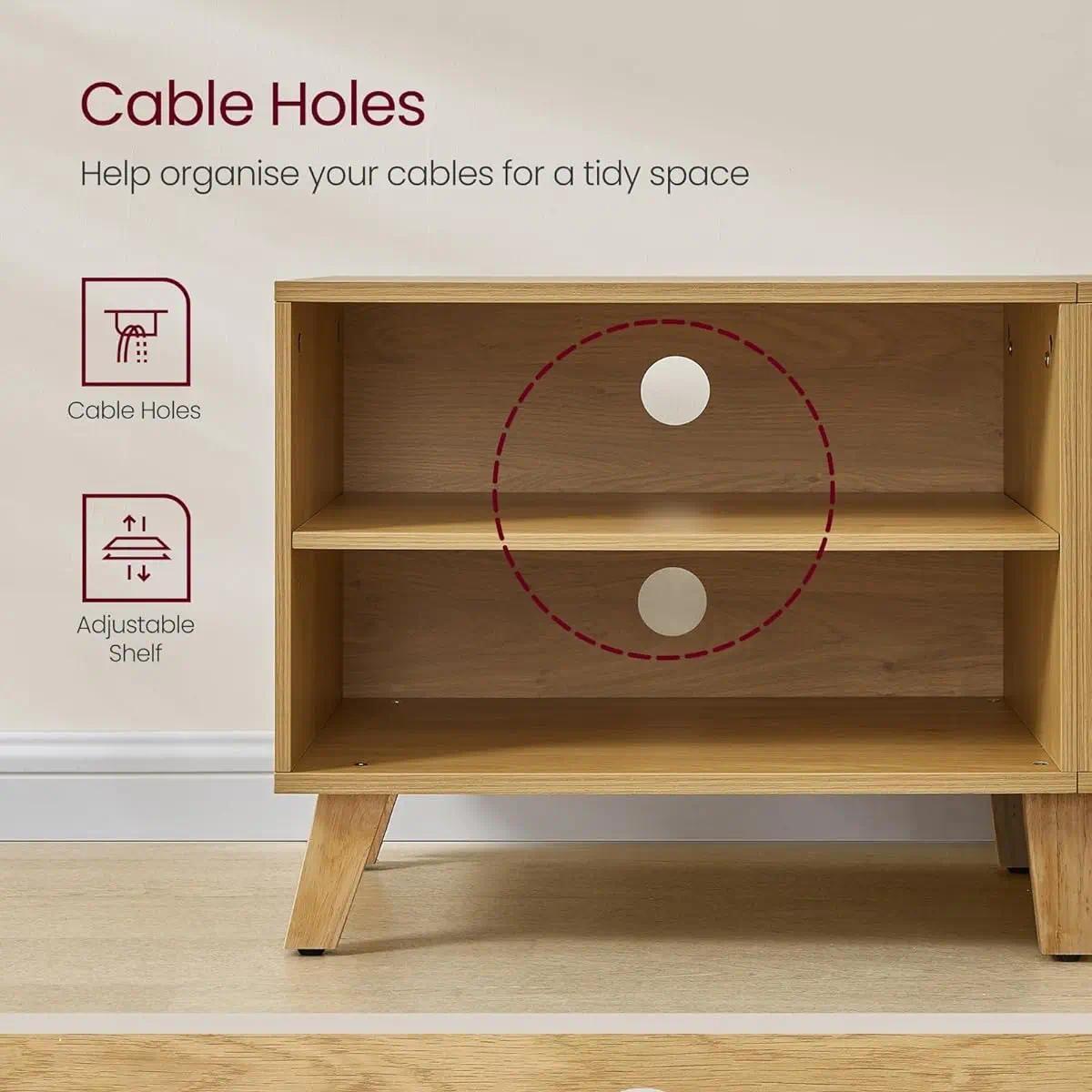 Sleek Modern Media Console TV Stand, Particleboard Entertainment Center with 2 Closed Doors & Adjustable Shelves, Storage TV Unit Fits TVs up to 60 Inch for Living Room Bedroom Dining Room