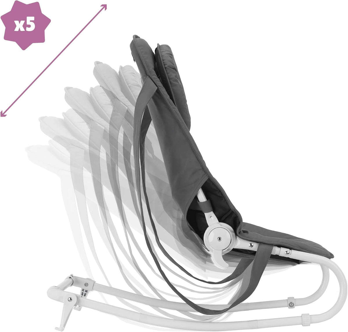 2-in-1 Fixed Rocking Baby Bouncer Chair, 5-Position Adjustable Backrest, Detachable Headrest, Portable Infant Rocker Seat for Newborns