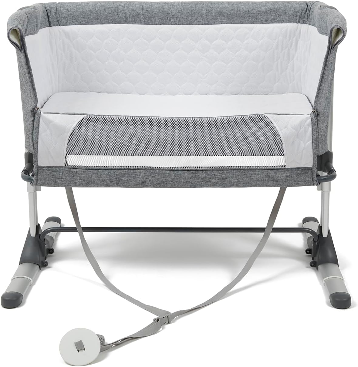 Bedside Co‑Sleeper Crib, 2‑in‑1 Adjustable Height Baby Bassinet with 5cm Thick Mattress, Anti‑Reflux Incline Breathable Mesh, Safety Certified, Co‑Sleeping Standalone Cot for Newborn Infant