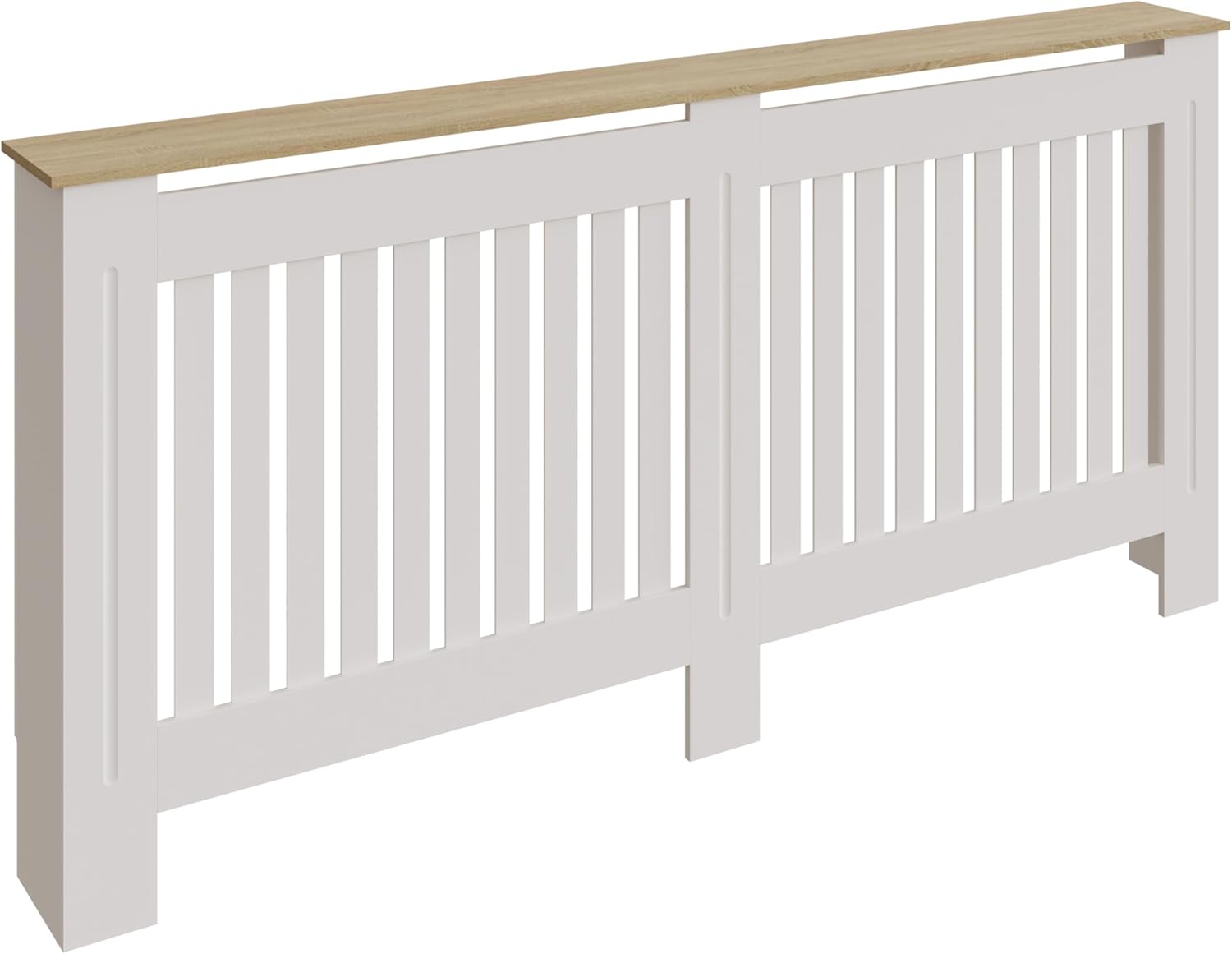 Large White Slatted Wood Radiator Cover with Shelf - Modern Furniture Style for Living Room, Bedroom [Plus A Free Gift]