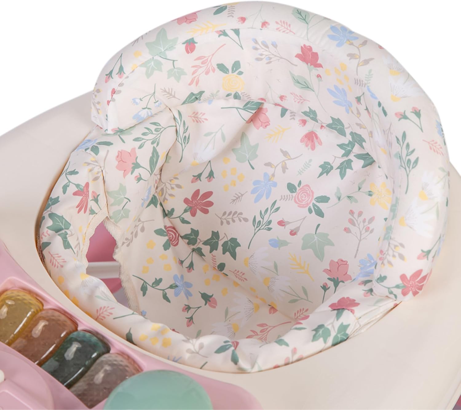 【NS】Baby Go Round Jive Electronic Baby Walker – Rose & Ivy Design: Interactive Musical Play Tray with Lights & Sounds, Adjustable Height, Safe for First Steps