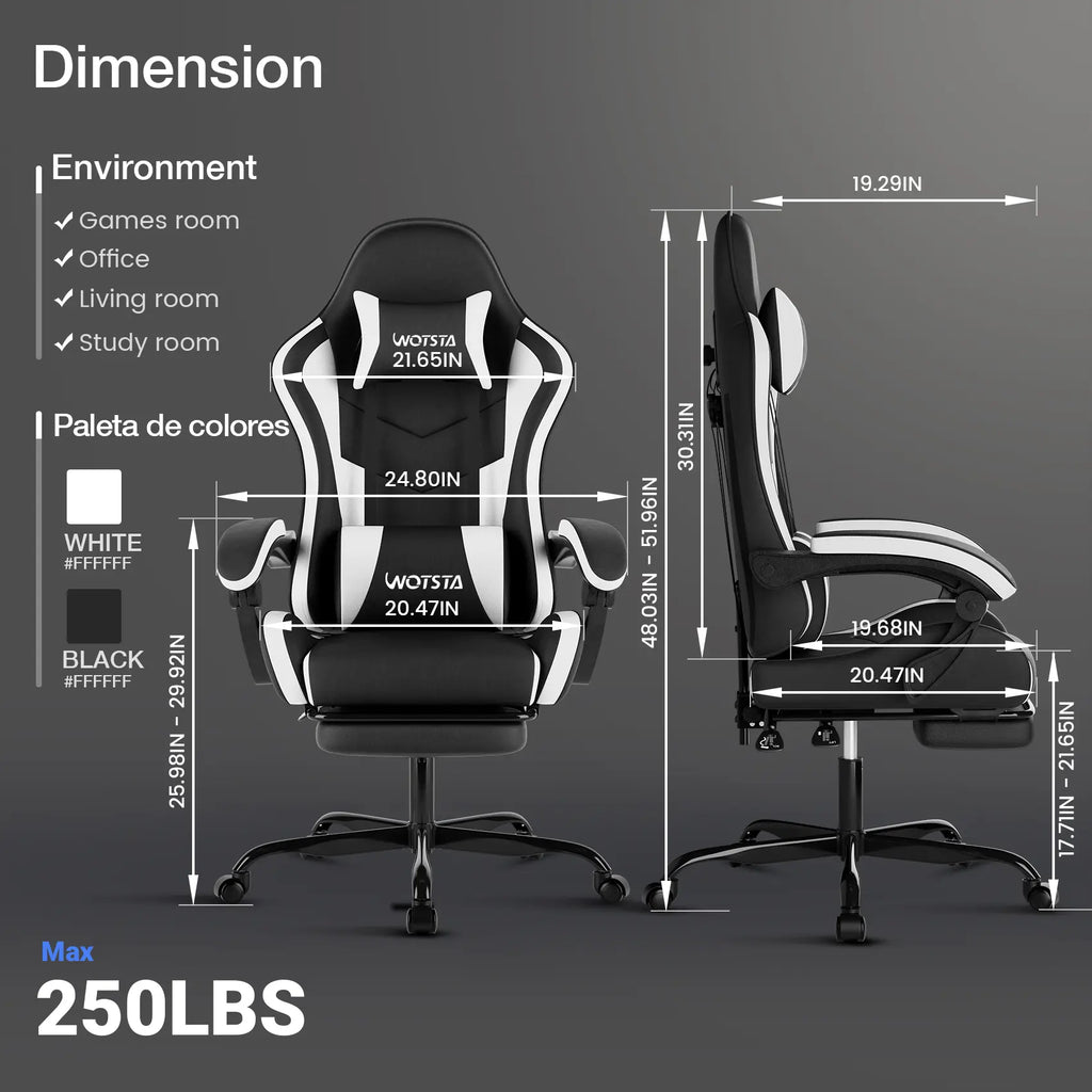 NIONIK Gaming Chair for Adults - Comfortable Padded Racing Chair with Linkage Armrests, High Back Reclining Computer Chair, Premium Leather Cushion, Wide Wing Backrest, Adjustable Height, 360° Swivel Gamer Chair