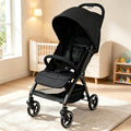 Lightweight Baby Pushchair – One-Hand Fold Travel Stroller for Infants 0-36 Months, Adjustable Reclining Seat, Extendable Canopy, 5-Point Safety Harness, Large Under-Seat Basket, Compact for Car Boot [Plus A Free Gift]