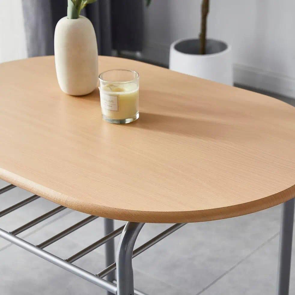 Wood Effect Metal Dining Table Set with 2 Chairs, Space-Saving Kitchen Dinner Table for Home, Apartment, or Small Dining Room [Plus A Free Gift]