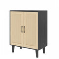 Modern Rattan Sideboard Cabinet, Wooden Buffet Storage Console with Rattan Decor Doors, Versatile Accent Storage Furniture for Kitchen, Living Room, Hallway Entryway