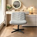 Armless Wide‑Seat Swivel Desk Chair, Adjustable Height X‑Base Mid‑Back Task Chair, Comfy Vanity Chair for Home Office, Study & Makeup