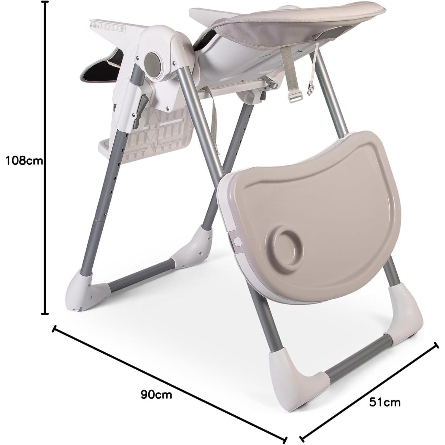 【NS】Feed Me Lolo Luxury Six Height Adjustable Hi-Lo Highchair, Soft Grey/White