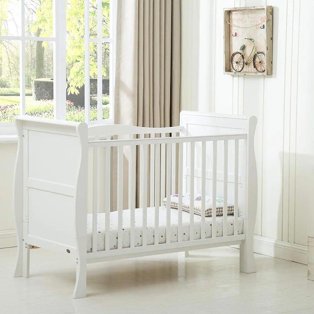 Solid Wood Cot Bed Transforms into Toddler Bed – Includes Premium Waterproof Mattress [Plus A Free Gift]