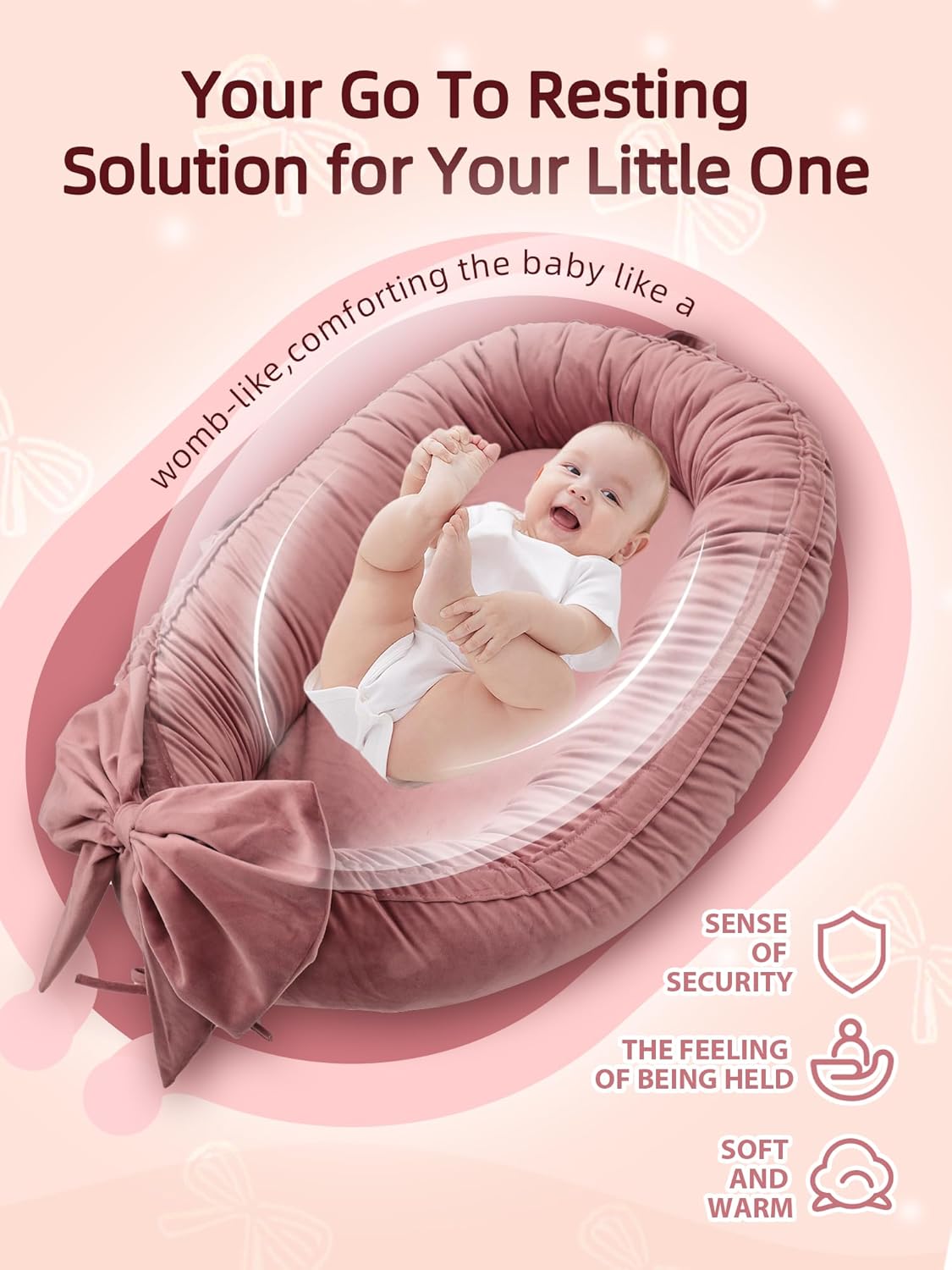 Portable Newborn Bassinet Cot – Soft Breathable Baby Nest Sleeper for Travel & Home, Baby Essentials for Infant 0-12 Months (Cream) [Plus A Free Gift]