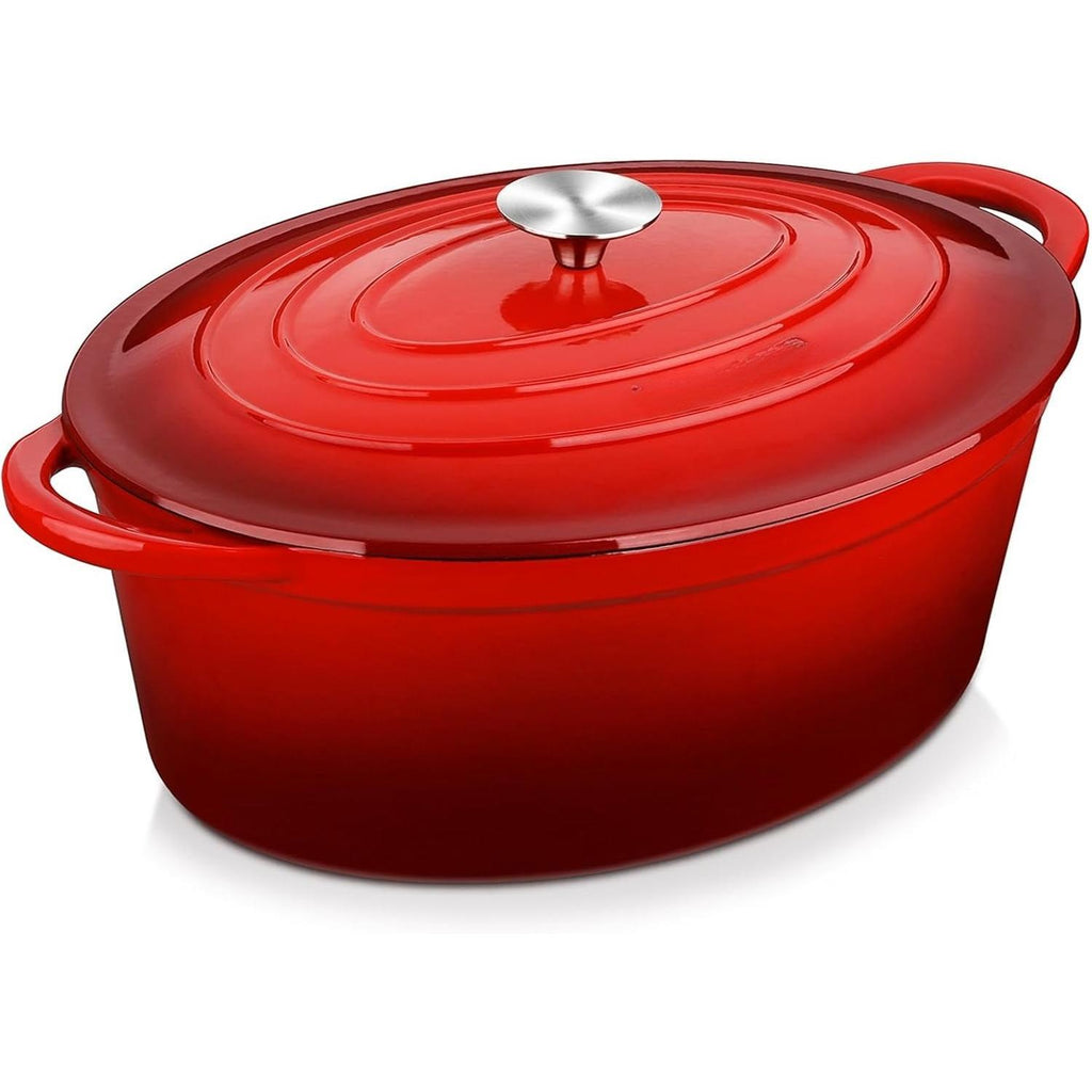 34cm/7.5L Non-Stick Cast Iron Dutch Oven, Heavy-Duty Braiser Casserole Dish, Oven Safe Cookware with Even Heat Distribution, Easy Cleanup for Home Baking and Daily Cooking