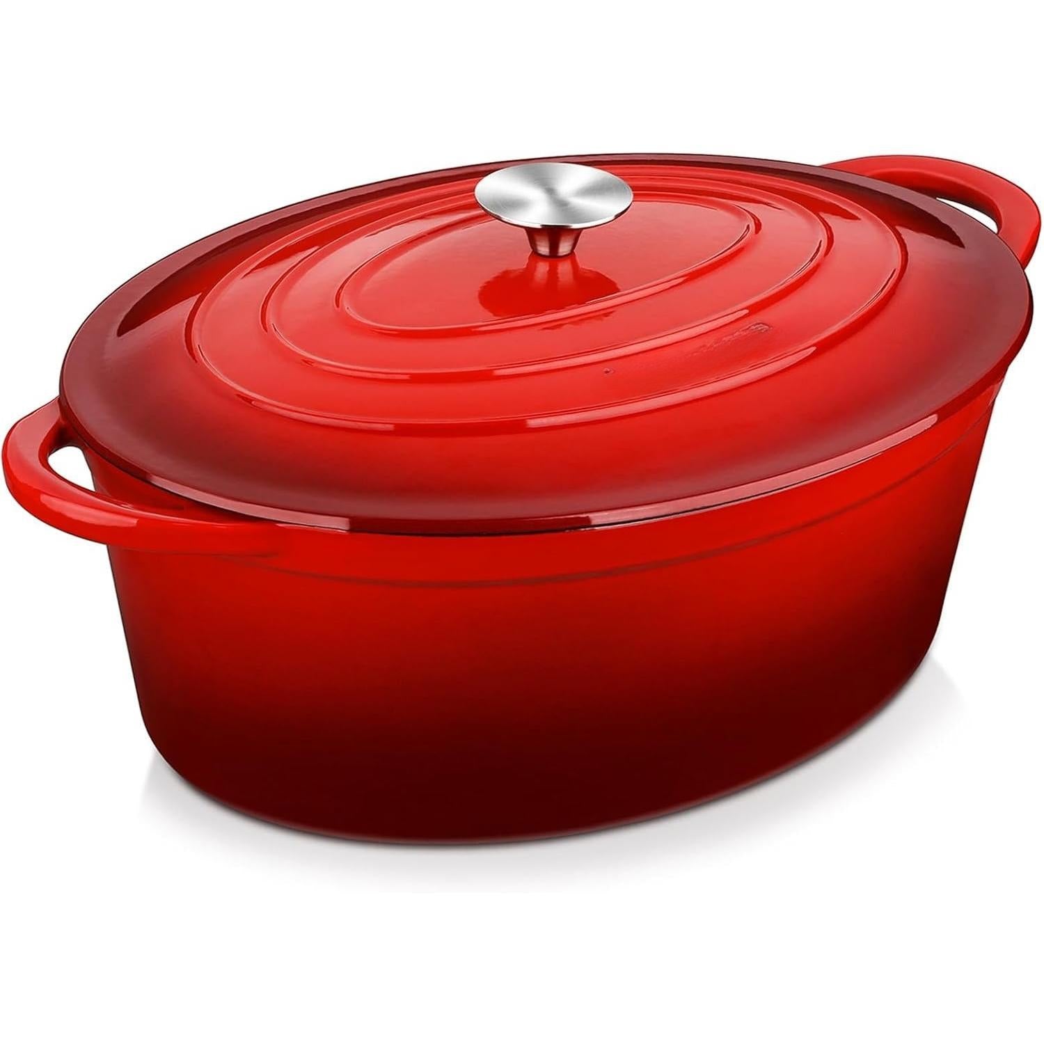 34cm/7.5L Non-Stick Cast Iron Dutch Oven, Heavy-Duty Braiser Casserole Dish, Oven Safe Cookware with Even Heat Distribution, Easy Cleanup for Home Baking and Daily Cooking