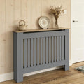 Modern Grey Slatted Radiator Cover Medium Size with Display Shelf for Living Room [Plus A Free Gift]