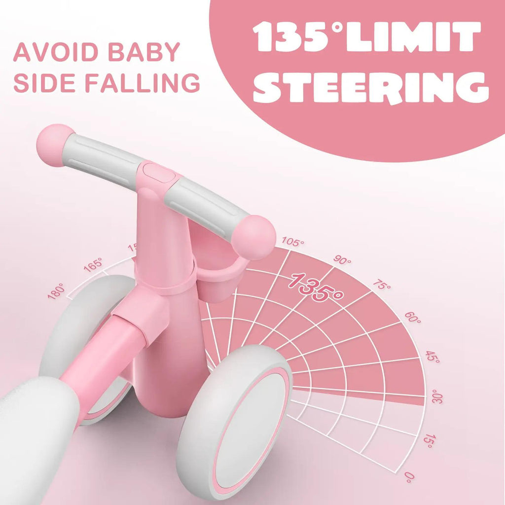 4‑Wheel Baby Balance Bike, No‑Pedal Toddler Ride‑On Toy with Removable Front Basket, 3‑Level Adjustable Seat, Safe Steering Limiter, Stable First Walker for Toddlers 12‑24 Months, Ideal 1st Birthday Gift for Boys & Girls