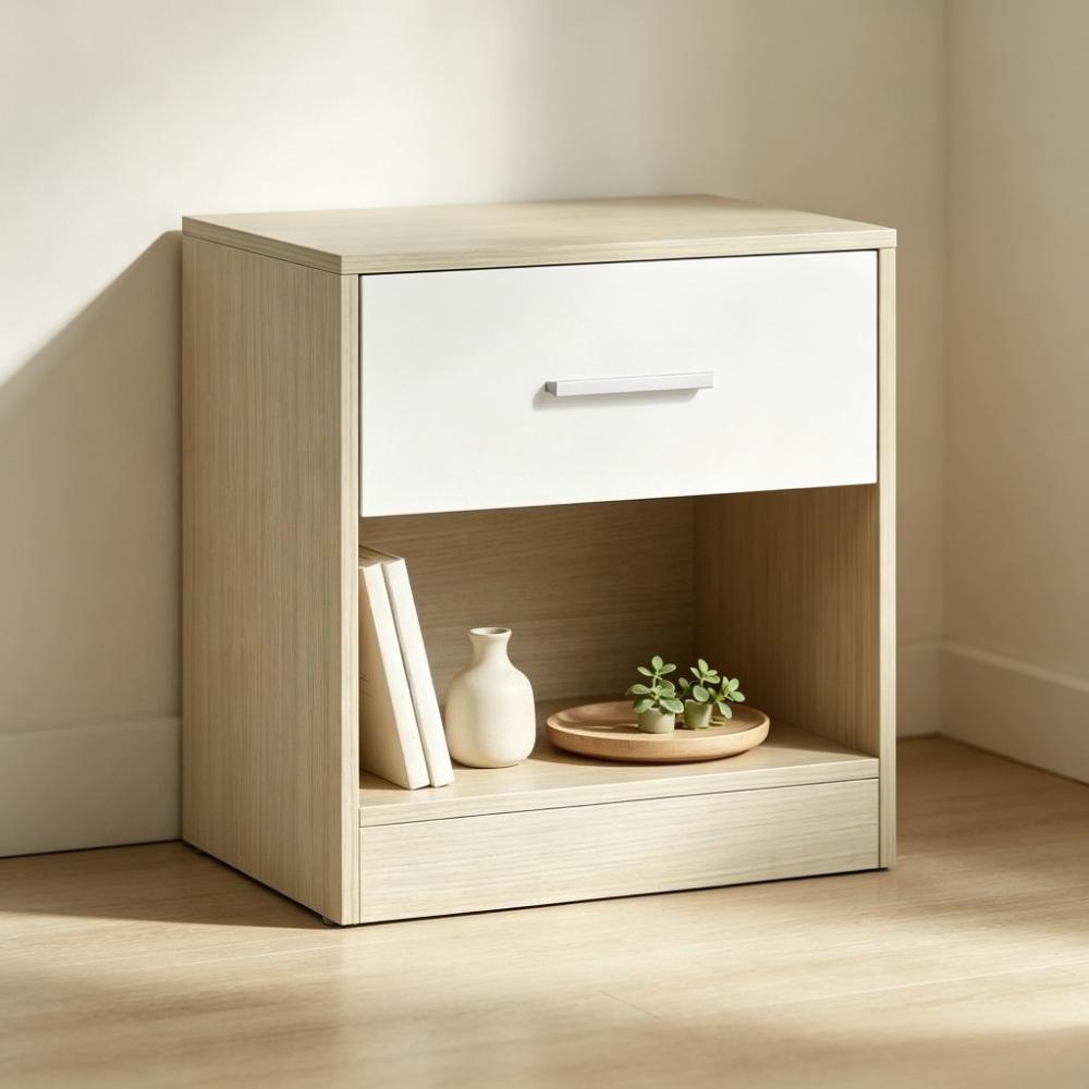 Bedside Table with Drawer and Open Shelf, Nightstand for Bedroom, Small Side Table for Living Room, Compact End Table with Storage [Plus A Free Gift]