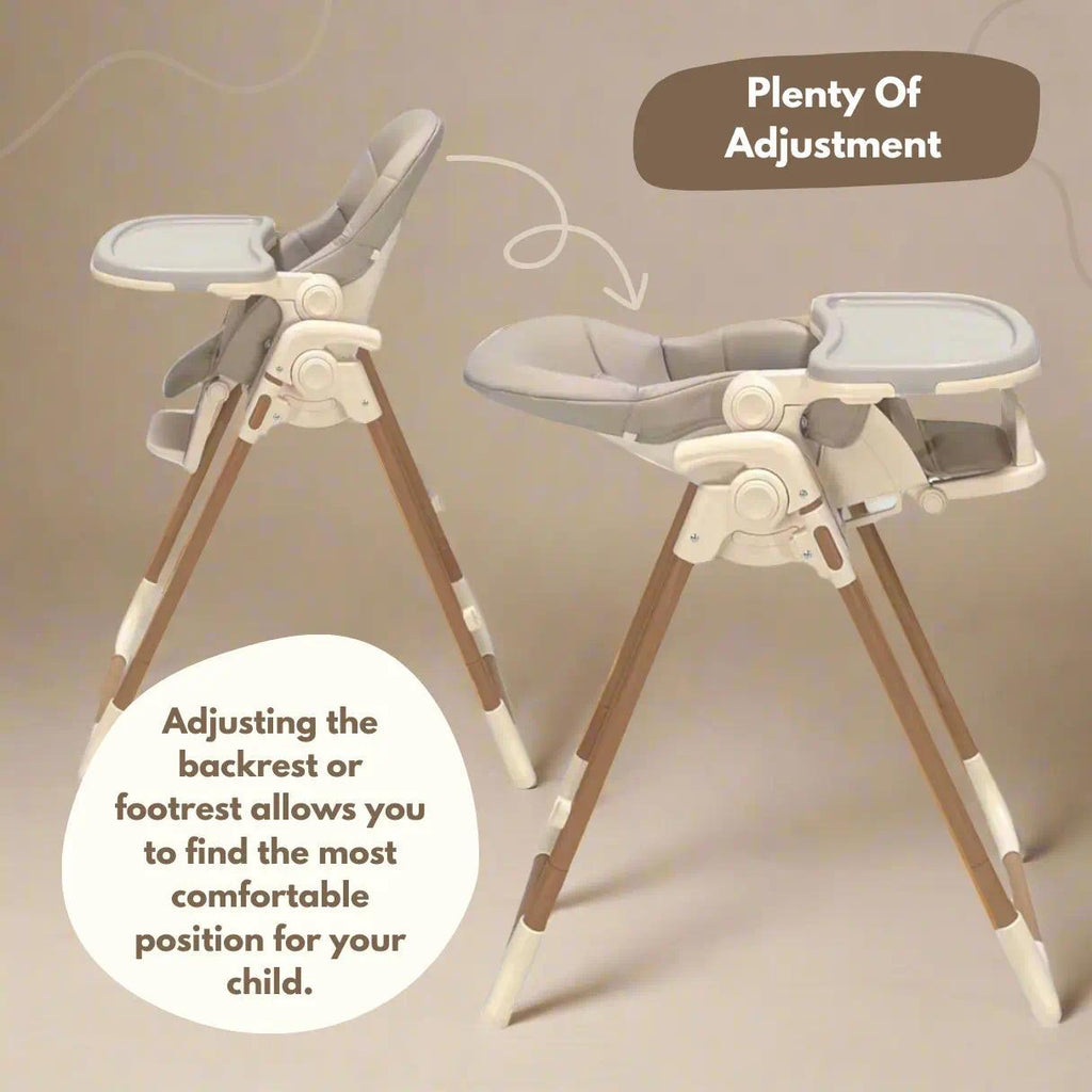 Foldable Baby High Chair, Multi Adjustable Height & Recline Highchair for Mealtimes, Slim Space Saving Frame, Detachable Washable Seat Cover, Safe Feeding Chair for Babies & Toddlers Up To 15kg