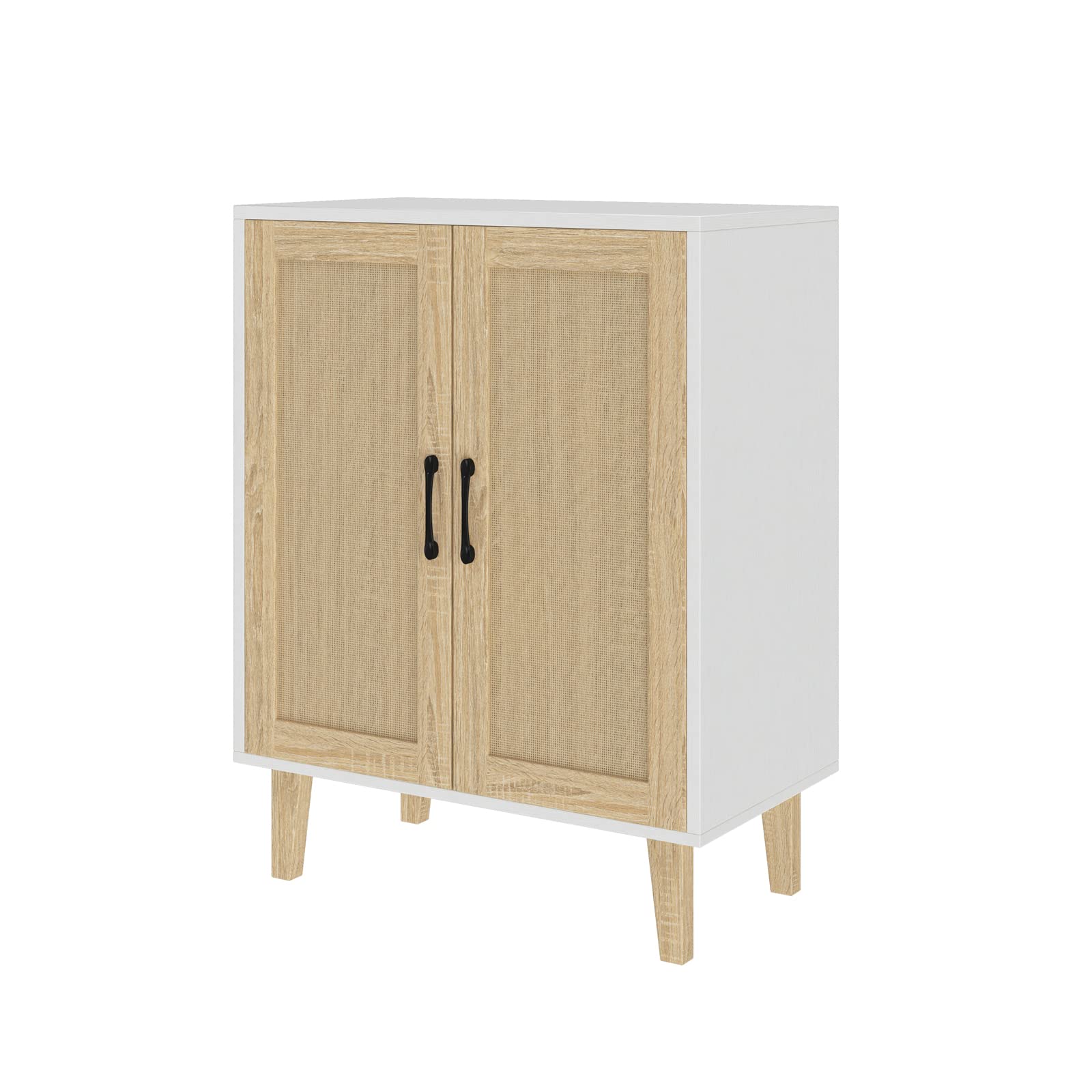 Modern Rattan Sideboard Cabinet, Wooden Buffet Storage Console with Rattan Decor Doors, Versatile Accent Storage Furniture for Kitchen, Living Room, Hallway Entryway