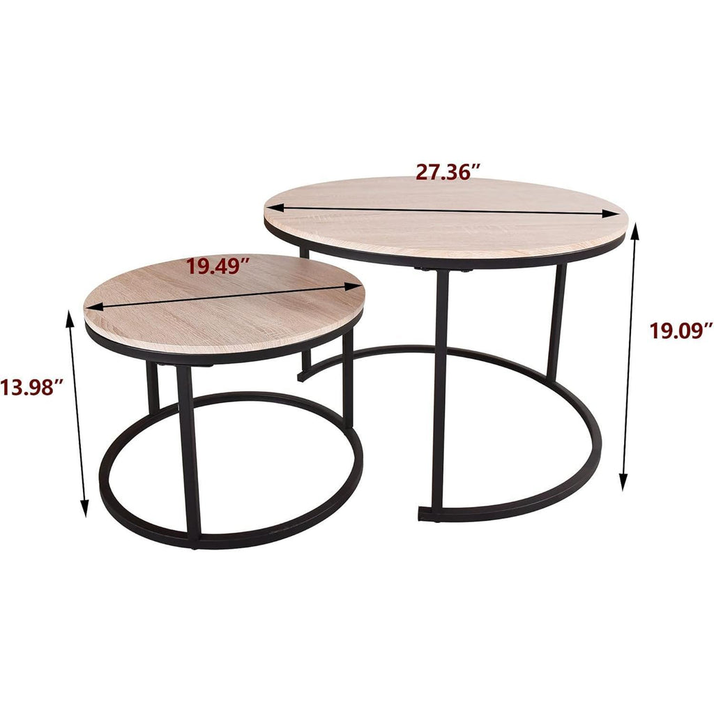 Ultimate Round Coffee Table Nesting Set - Modern Wood & Metal Side Tables for Living Room, Rustic Brown & Black Accent Tables round  dining  tables