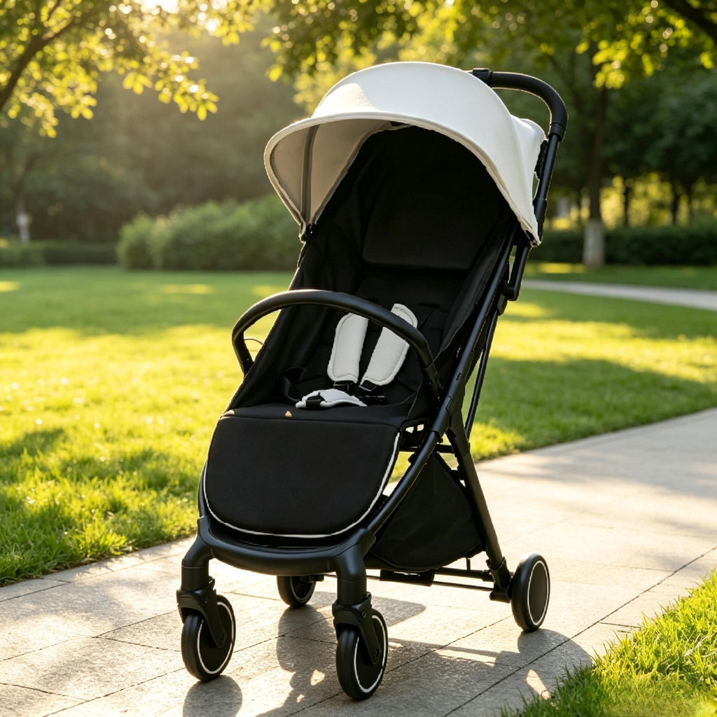 Lightweight Portable Baby Stroller, One-Hand Fold Travel Pushchair with Washable Seat Cover, 5-Point Safety Harness, Adjustable Canopy & Backrest & Footrest, Anti-Slip Brake Travel Buggy for Newborns 0–3 Years