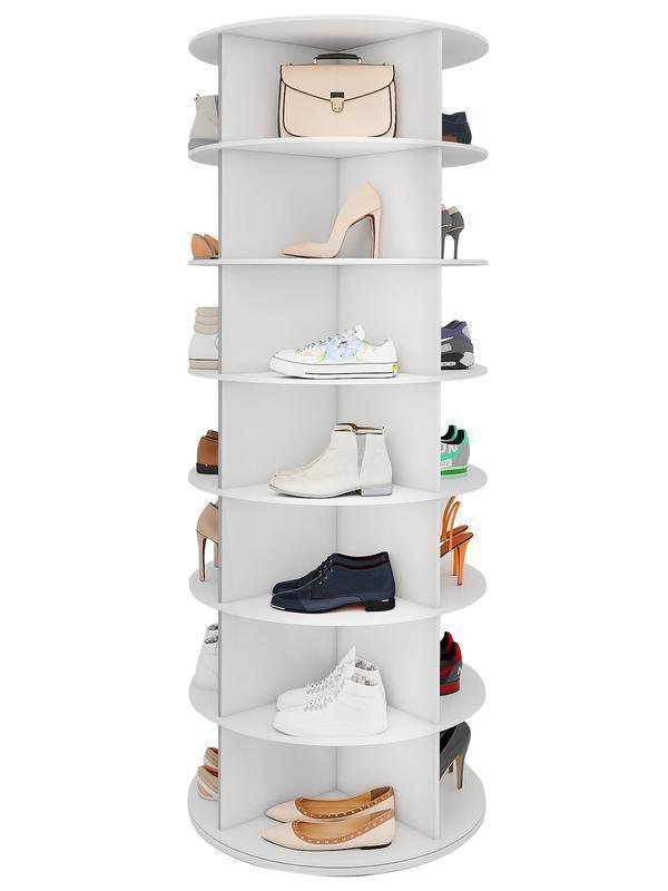 360° Rotating Shoe Rack Tower, 6/7 Tier Lazy Susan Shoe Storage Organizer, Round Carousel Cabinet for Shoes & Handbags, Space-Saving Solution for Entryway, Hallway & Closet