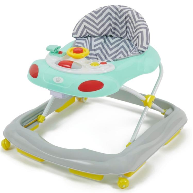 【NS】Baby Go Round Jive Electronic Baby Walker – Rose & Ivy Design: Interactive Musical Play Tray with Lights & Sounds, Adjustable Height, Safe for First Steps