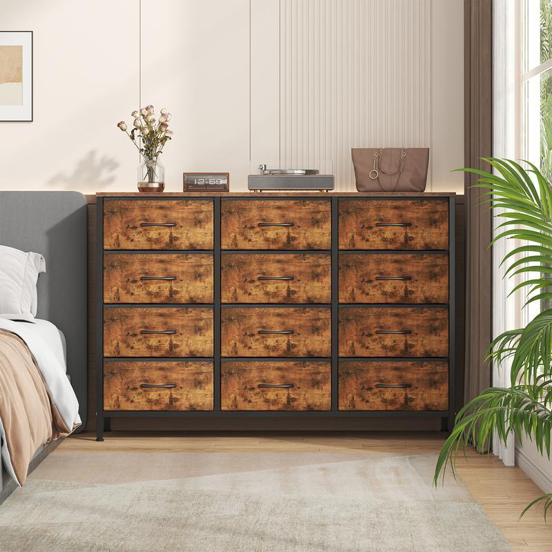 【NS】 12 Drawers Chest of Drawers for Bedroom, Fabric Storage Drawer, Tall White Hallway Storage Unit