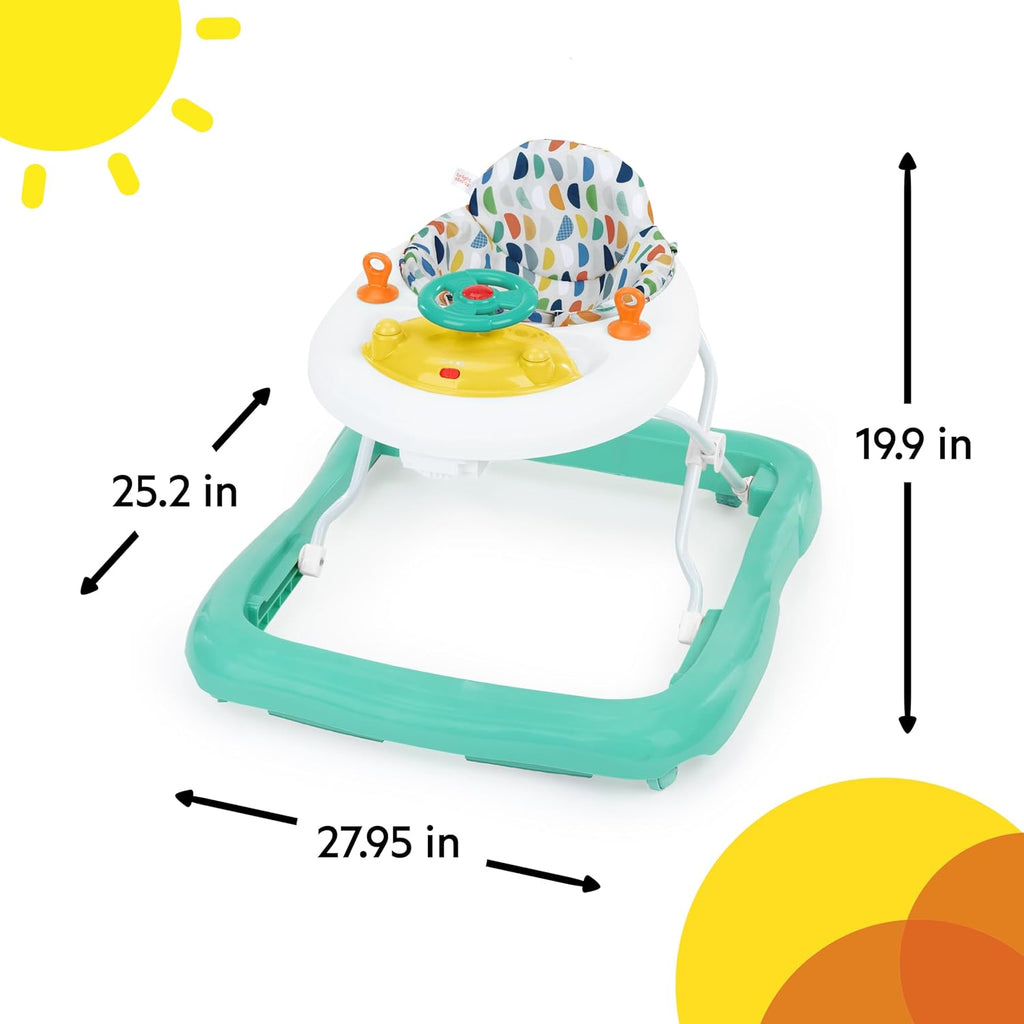 Cartoon Baby Walker for 6 Months+: Easy-Fold Frame, Space-Saving Storage, Safe Anti-Rollover Design, Adjustable Height, Fun Toy Tray, Smooth-Rolling Wheels. Aids Toddler’s First Steps, Promotes Balance & Coordination. Lightweight, Sturdy, Foldable Infant