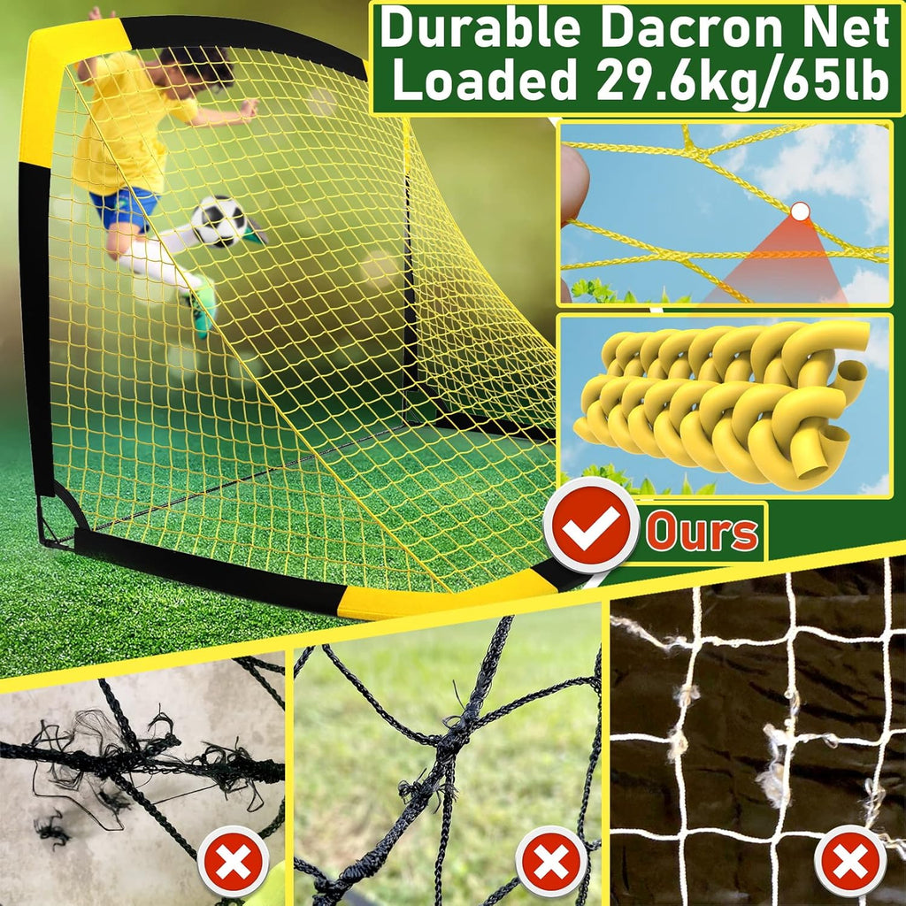 Pop Up Football Goal – Portable & Foldable Soccer Net for Outdoor Training, Backyard, Garden – Lightweight Football Post for Kids & Adults [Plus A Free Gift]