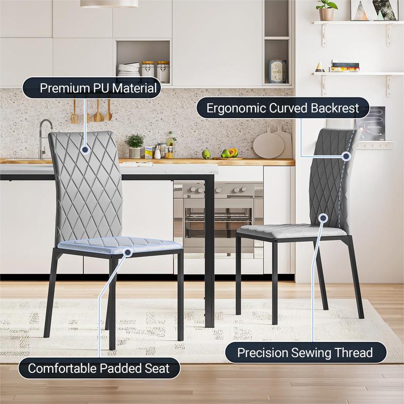 Modern Marble Effect Dining Table Set with PU Leather Chairs, 120x70cm Kitchen Furniture for Home & Apartment [Plus A Free Gift]