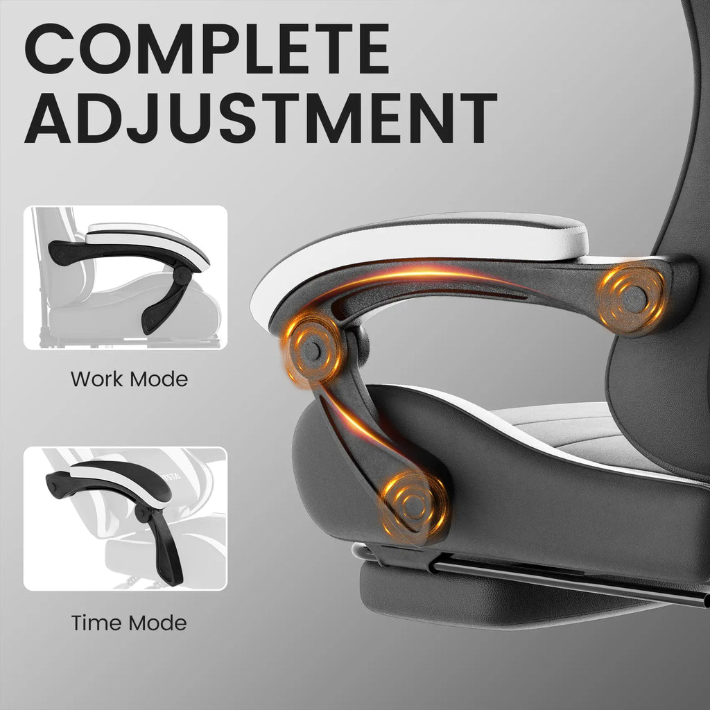 NIONIK Gaming Chair for Adults - Comfortable Padded Racing Chair with Linkage Armrests, High Back Reclining Computer Chair, Premium Leather Cushion, Wide Wing Backrest, Adjustable Height, 360° Swivel Gamer Chair