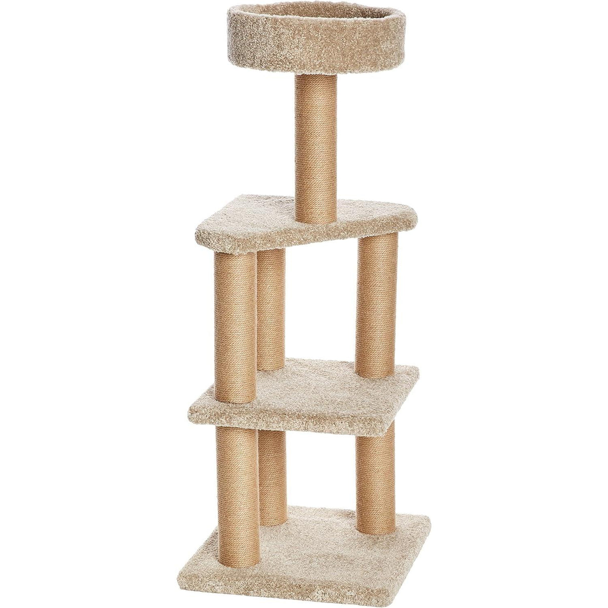 Indoor Large Beige Cat Tree Tower, Multi‑Level Cat Activity Centre with Natural Sisal Scratching Posts, Cozy Perch Bed & Hanging Interactive Toy, Stable Climbing Play House for Kittens Adult Cats Home Living Room Decor