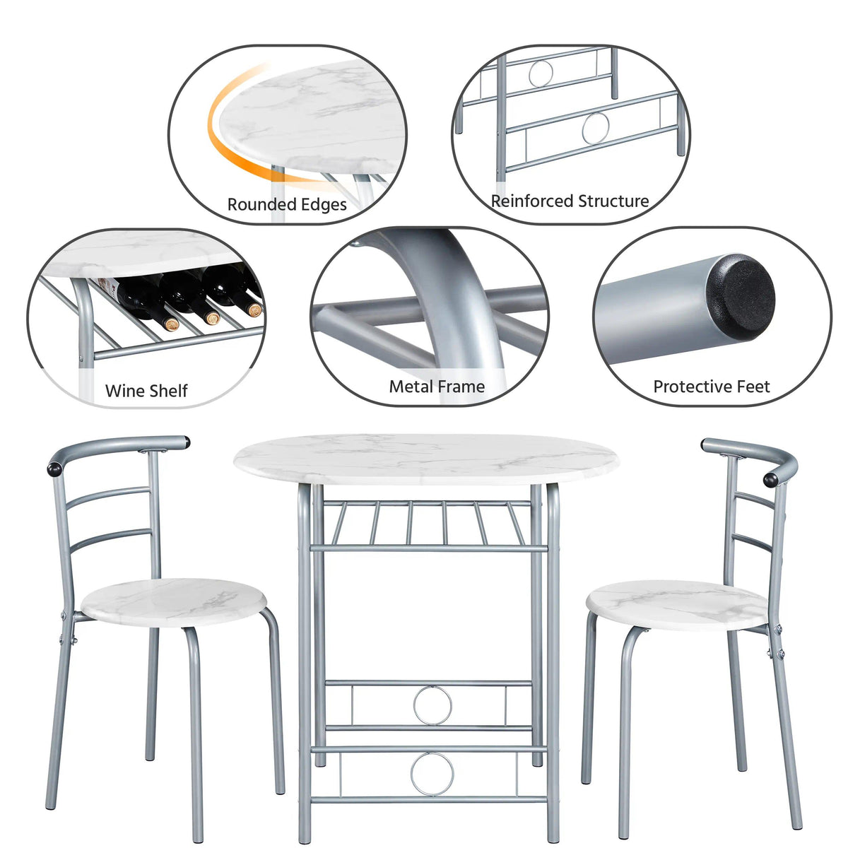 Breakfast Bar Table and Chair Set, 80x53x75.5cm Compact Kitchen Dining Set with Storage Shelf, Space-Saving Furniture for Apartments & Dorm Rooms [Plus A Free Gift]