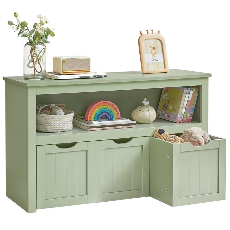 Toy Storage Organizer Multi-Functional Children Storage Cabinet & Bookcase 3 Drawers Large Capacity MDF Unit for Playroom Living Room & Children’s Room