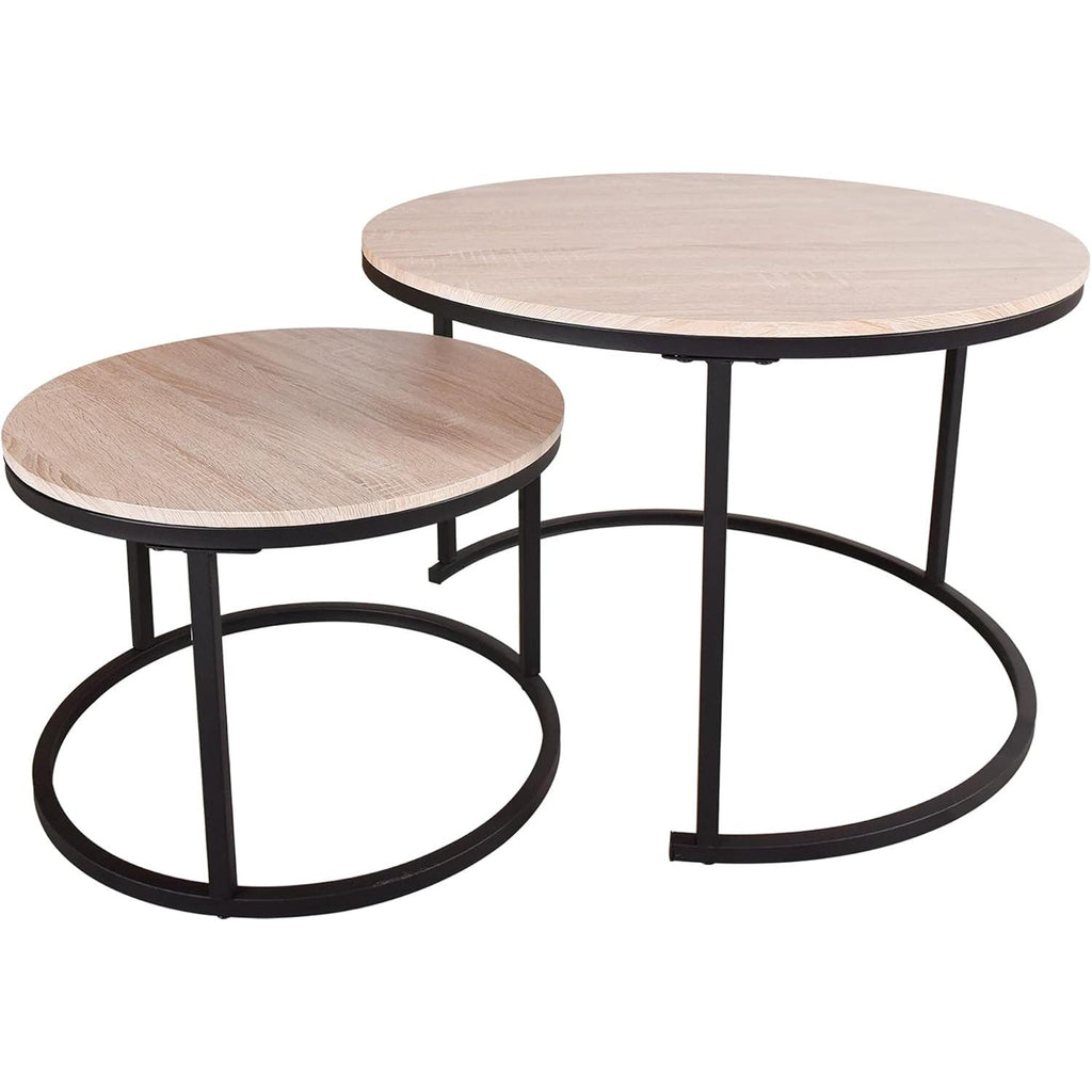 Ultimate Round Coffee Table Nesting Set - Modern Wood & Metal Side Tables for Living Room, Rustic Brown & Black Accent Tables round  dining  tables