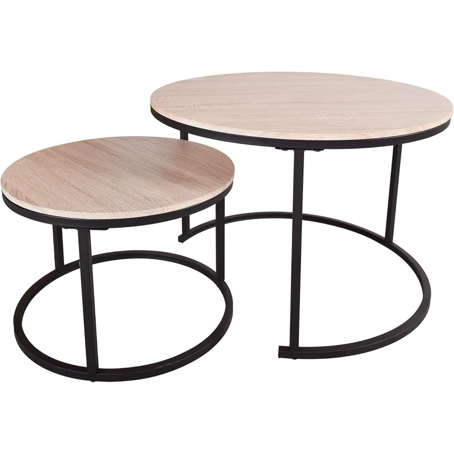 Ultimate Round Coffee Table Nesting Set - Modern Wood & Metal Side Tables for Living Room, Rustic Brown & Black Accent Tables round  dining  tables