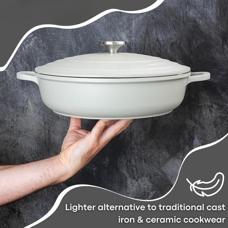 Aluminium Non Stick Casserole Dish with LidOven Proof Dutch Oven, Induction Safe Stockpot, Heat Resistant Cookware for Home Kitchen