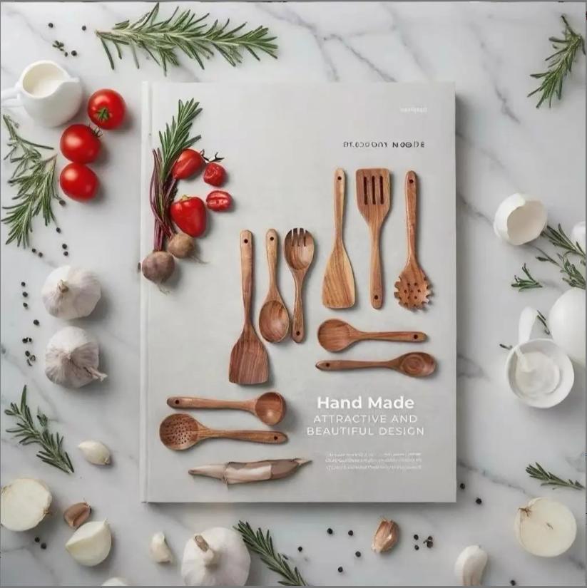10-Piece Natural Wood Kitchen Utensil Set, Ergonomic Heat Resistant Wooden Cooking Tools, Non-Scratch Spoons & Spatulas for Electric Stoves, Premium Wooden Cookware Accessory, Ideal Kitchen Gift for Home Cooking
