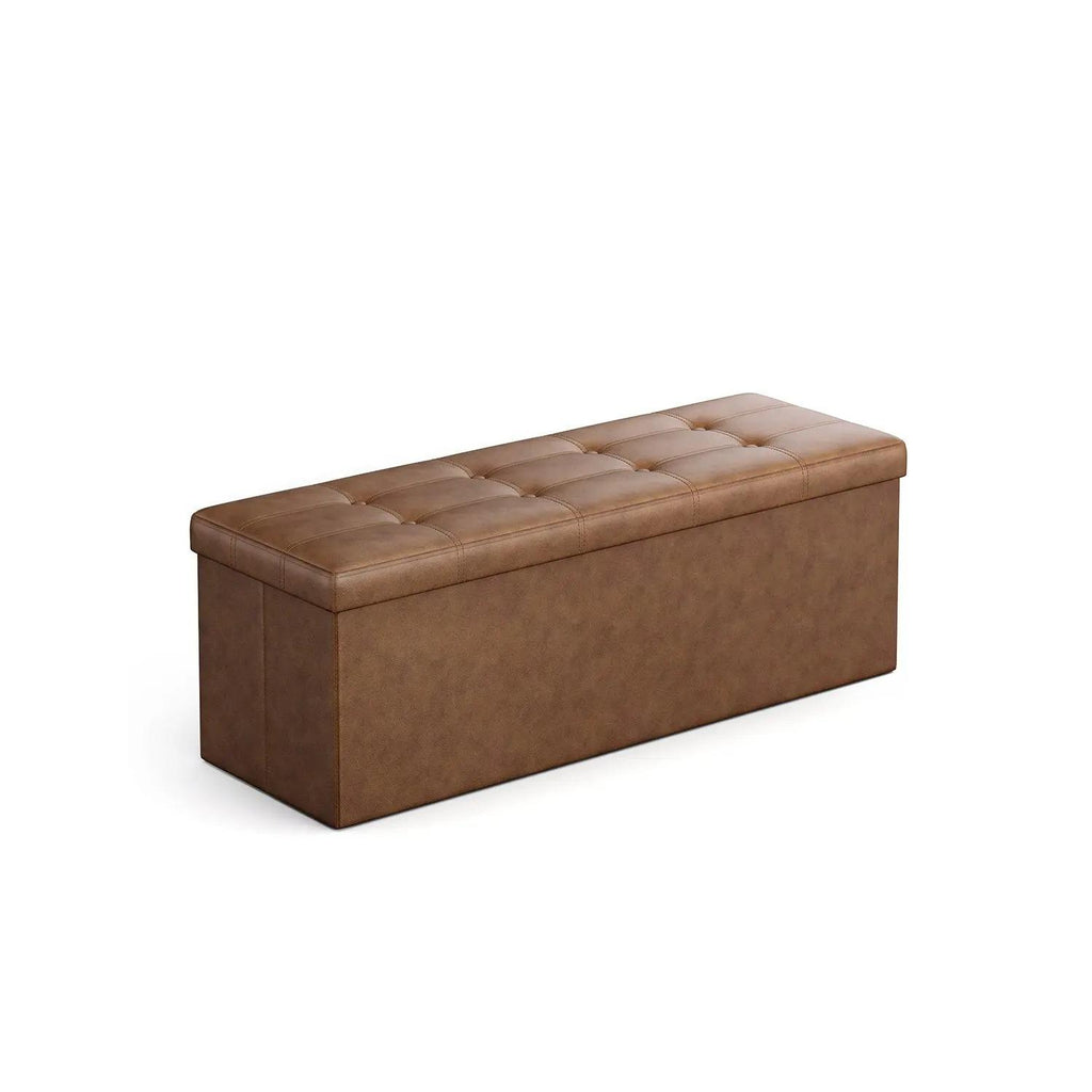 `Foldable Storage Ottoman Bench, 110×38×38cm Water‑Resistant Cube Foot Rest with Large Storage Space, 300KG Max Static Load, Space‑Saving Storage Chest for Living Room, Bedroom, Entryway`