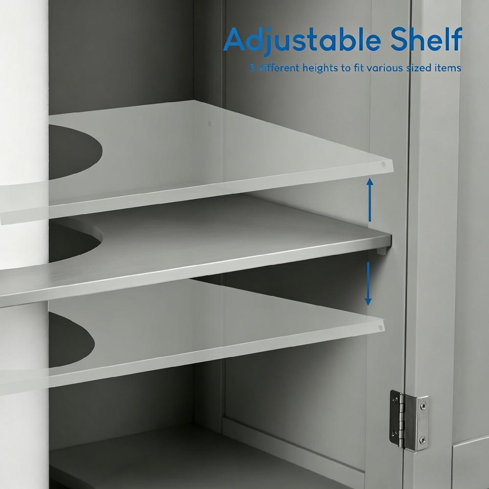 Under Sink Bathroom Cabinet Floor Standing Storage Unit, Grey and Oak Finish for Basin [Plus A Free Gift]