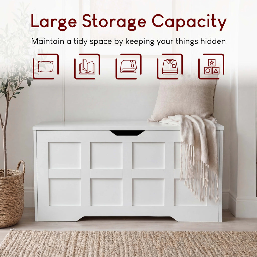 Vida Designs Large Storage Ottoman - Stylish Blanket Box with Hidden Storage Modern Upholstered Bench for Bedroom Living Room & Hallway Minimalist Organiser