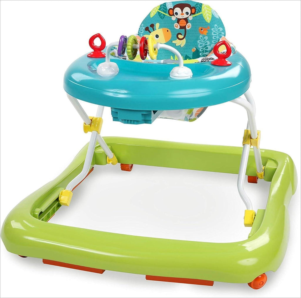 Cartoon Baby Walker for 6 Months+: Easy-Fold Frame, Space-Saving Storage, Safe Anti-Rollover Design, Adjustable Height, Fun Toy Tray, Smooth-Rolling Wheels. Aids Toddler’s First Steps, Promotes Balance & Coordination. Lightweight, Sturdy, Foldable Infant