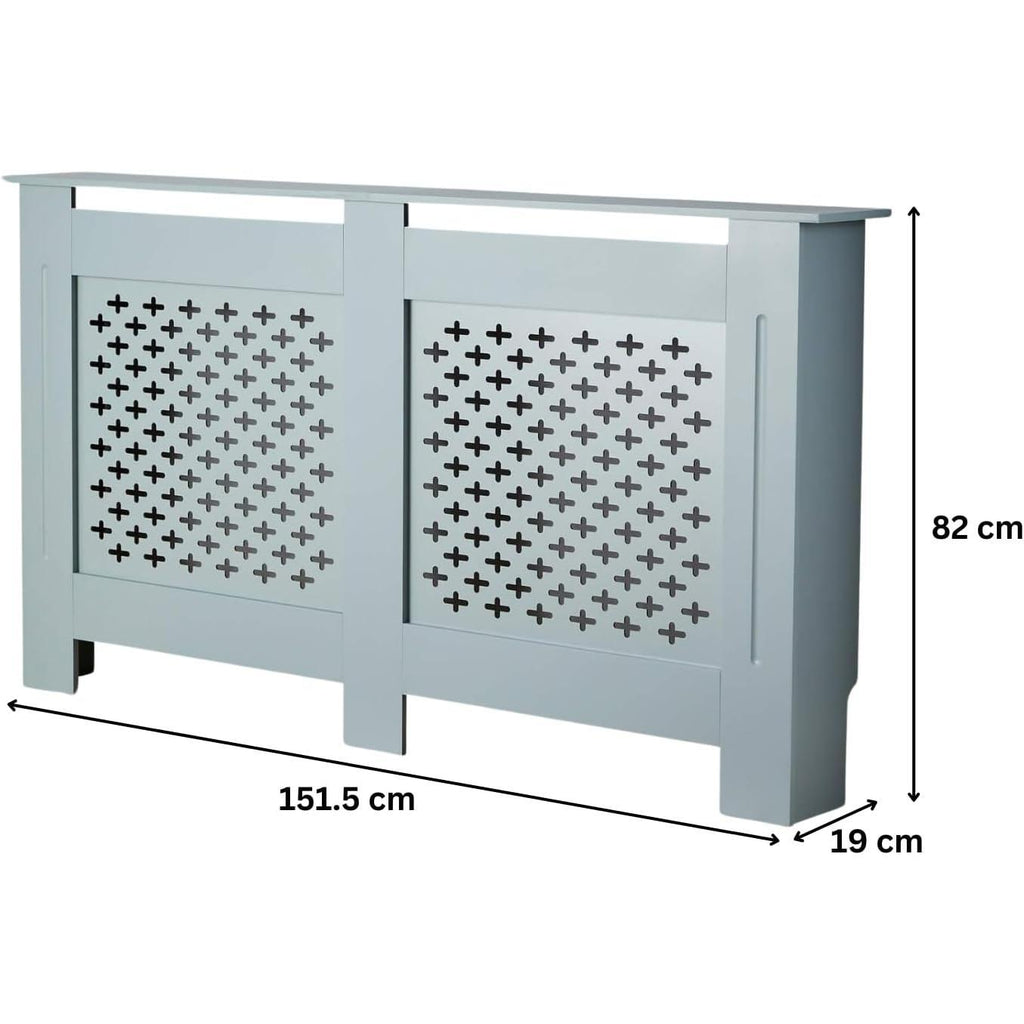 Modern Wooden Radiator Cover with Shelf, White Wall-Mounted Cabinet, Decorative Grill Vent, Medium Size for Home Office Living Room [Plus A Free Gift]