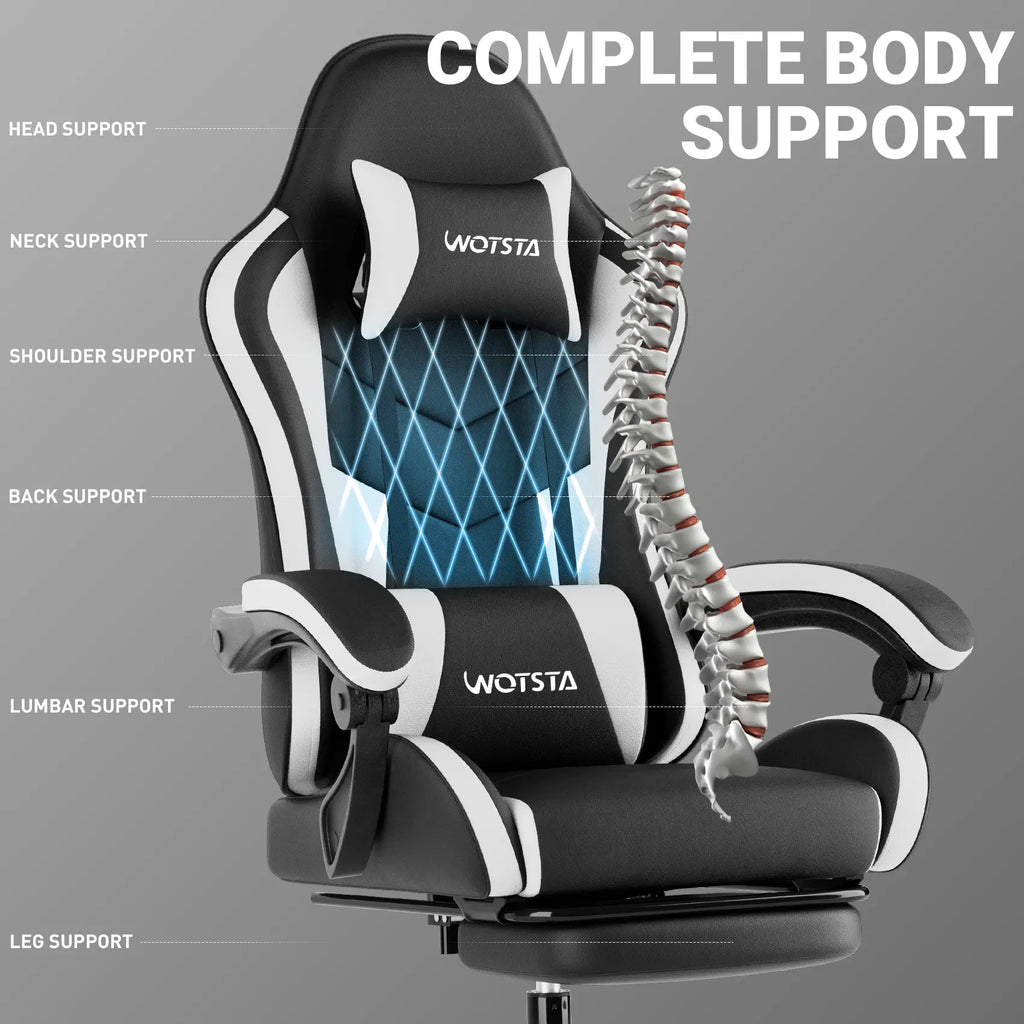 NIONIK Gaming Chair for Adults - Comfortable Padded Racing Chair with Linkage Armrests, High Back Reclining Computer Chair, Premium Leather Cushion, Wide Wing Backrest, Adjustable Height, 360° Swivel Gamer Chair